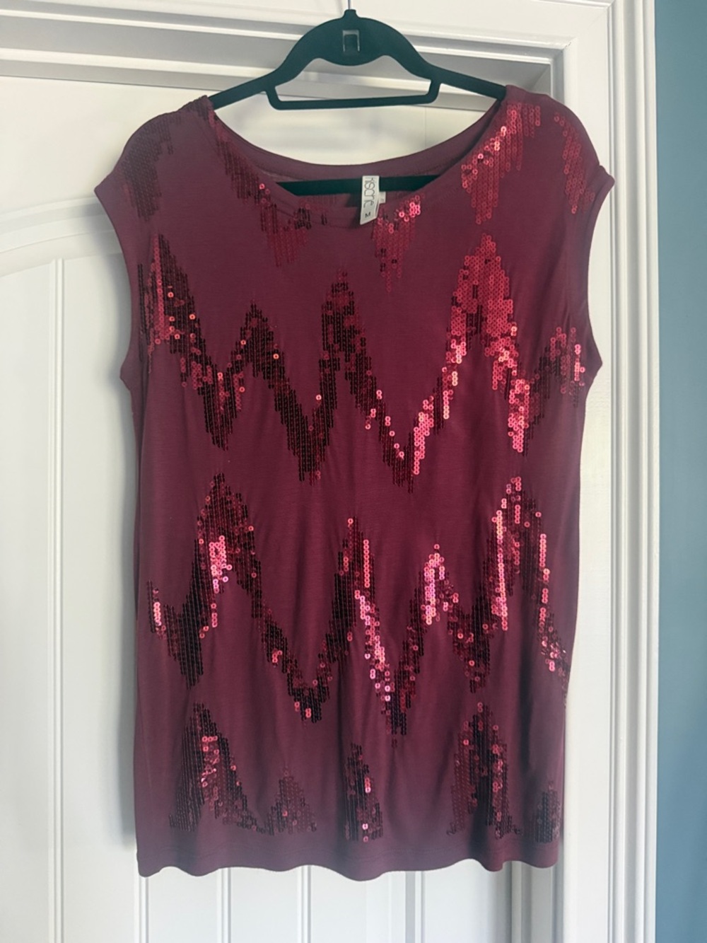 Kische Sequin Wave Cap Sleeve Tunic - Wine